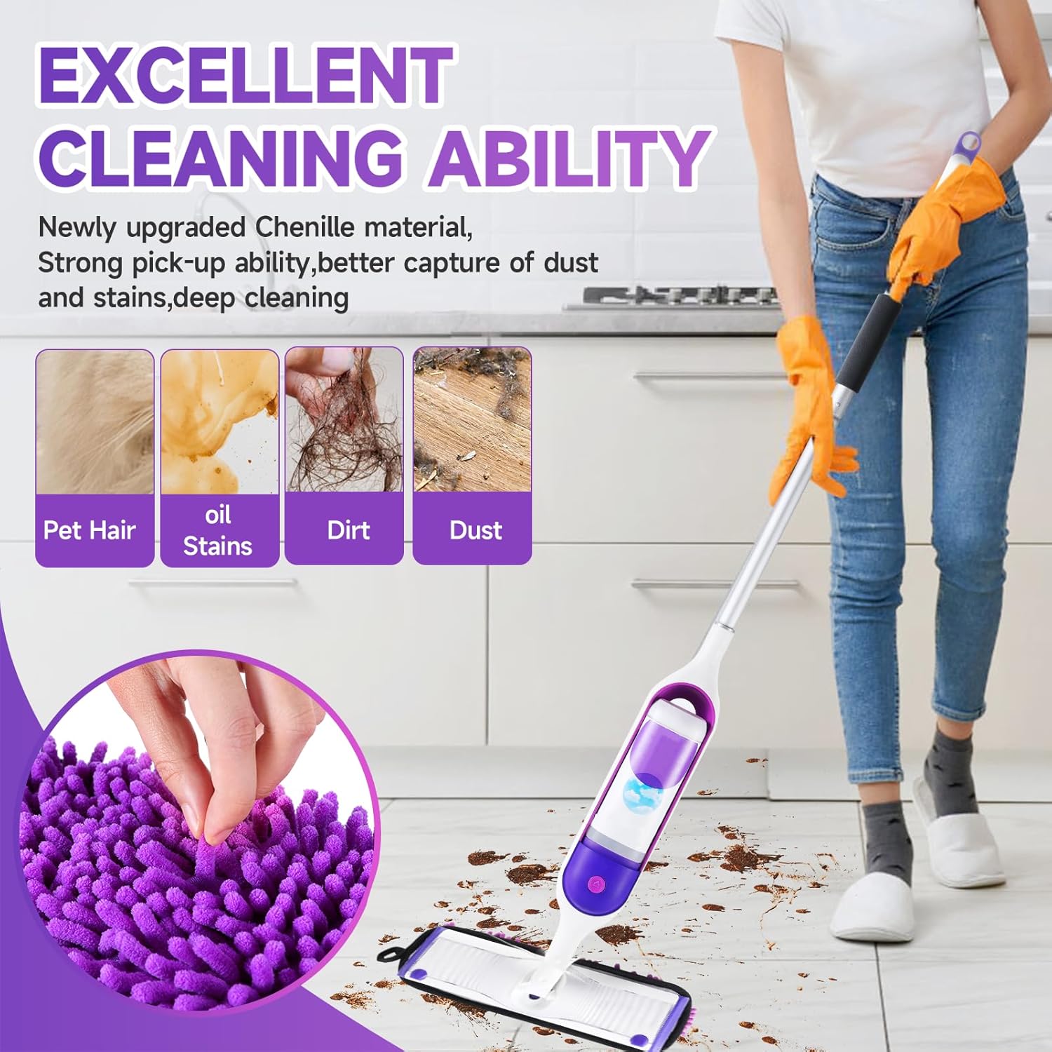 Paquete de 6 almohadillas de repuesto reutilizables compatibles con Swiffer...