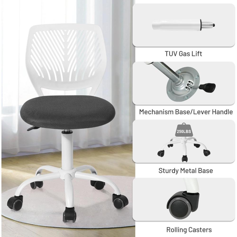 Silla Furniturer, Ergonómica, Siento De Malla Giratoria Con Altura Ajustable