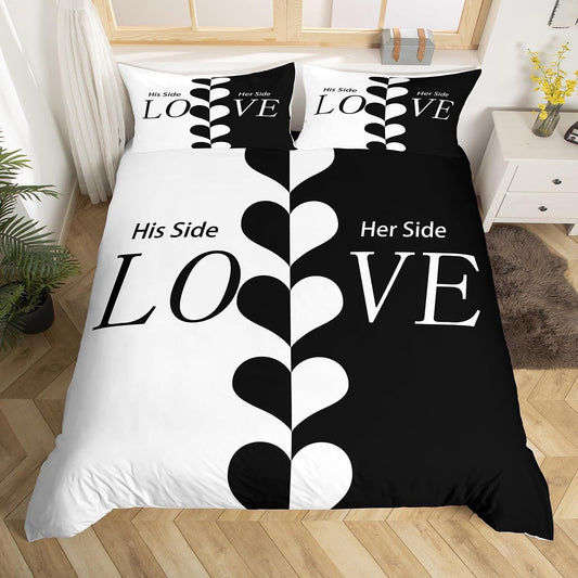 Juego de funda de edredón para parejas, juego de ropa de cama romántica con...