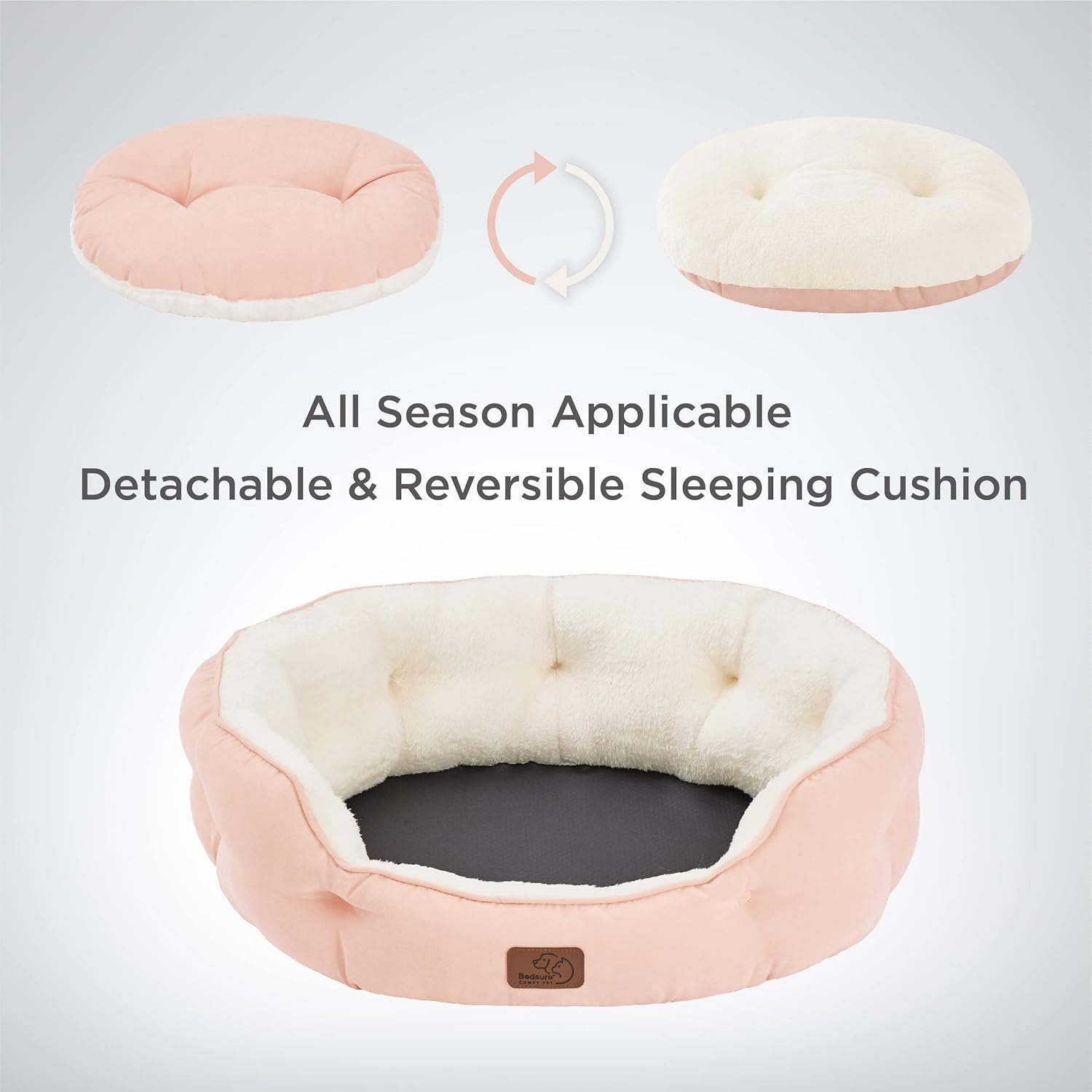 Bedsure Camas lavables para perros, camas redondas con parte inferior...