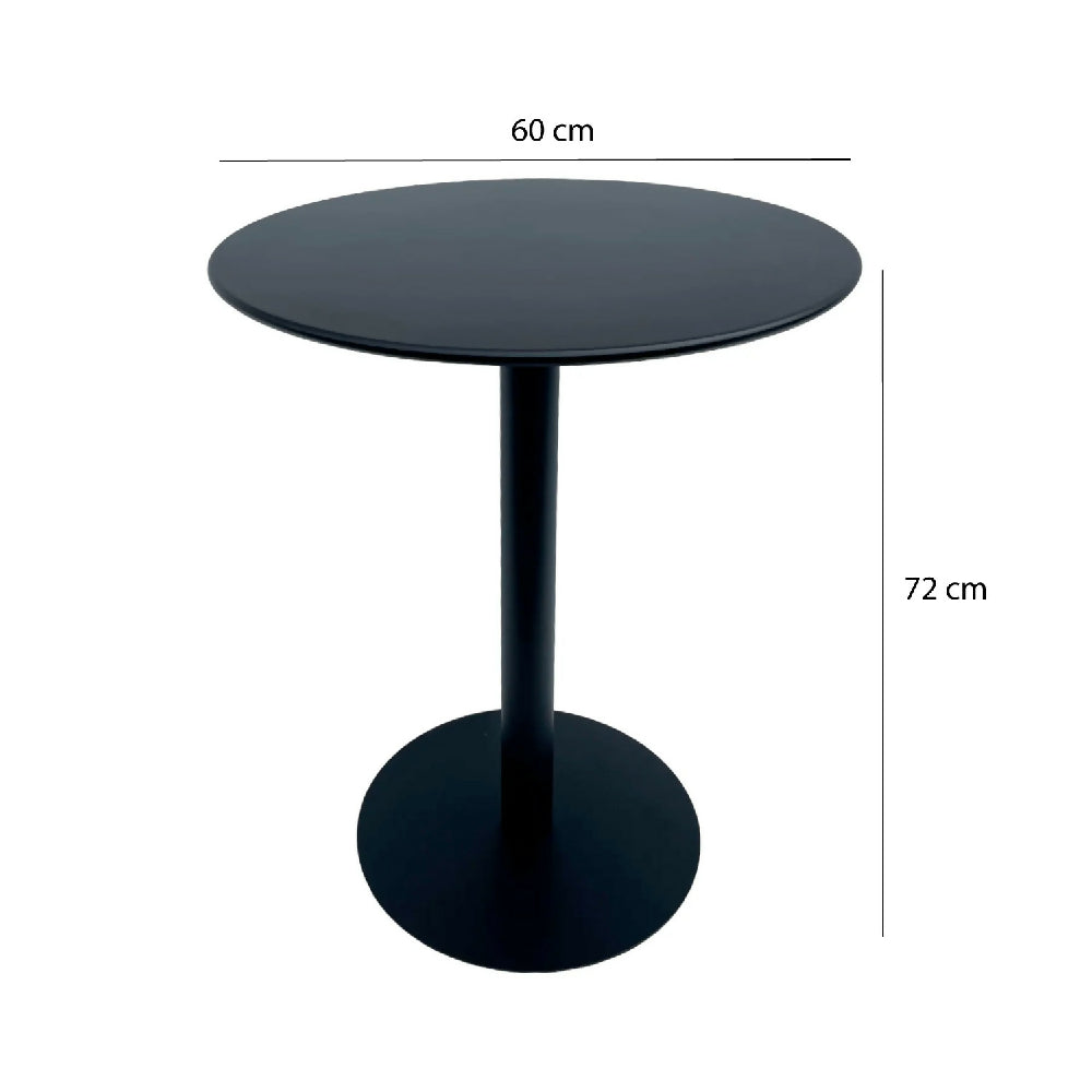 Mesa de Comedor Versátil Metálico Maiu Negro (72×60×60cm) - Interior y Exterior