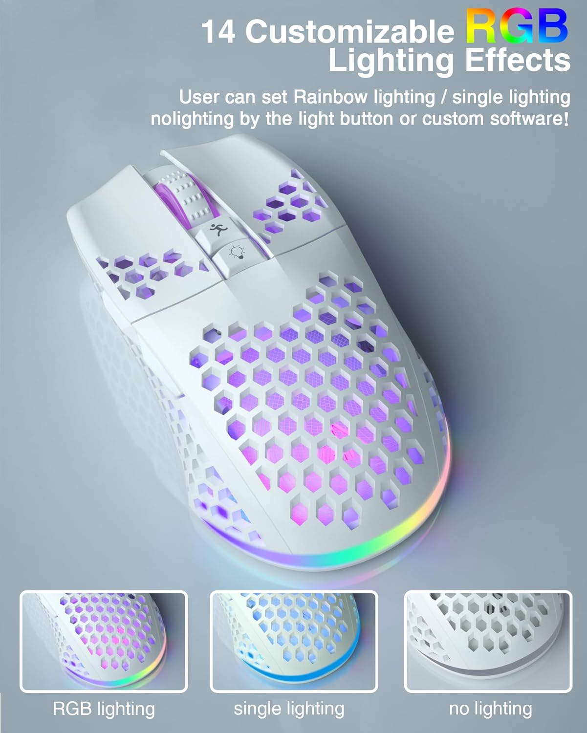SM600 - Ratón inalámbrico blanco para juegos, 8000 DPI Tri-Modos BT5.1Tipo-C...