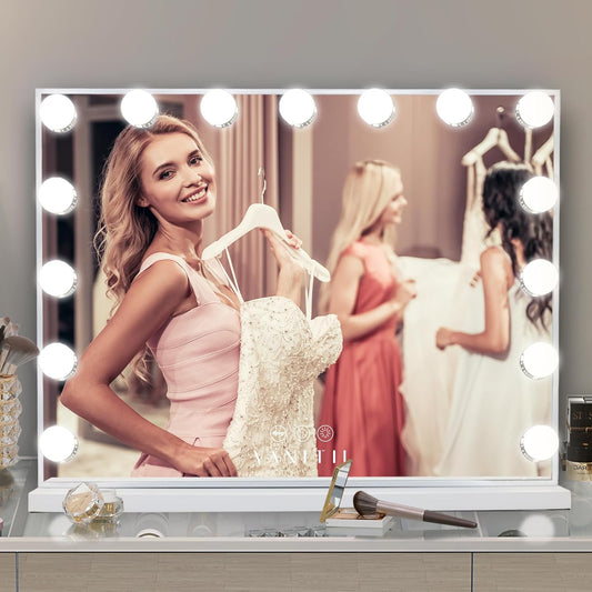 Vantii - Espejo de tocador Hollywood con luces, carga USB, 22.8 x 18.1...