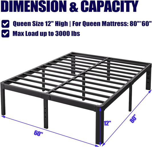 Base de cama Queen de 12 pulgadas de alto, no necesita somier, plataforma de...