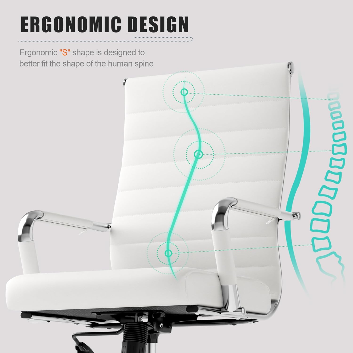 Okeysen - Silla de escritorio de oficina blanca, ergonómicas de cuero moderno,...