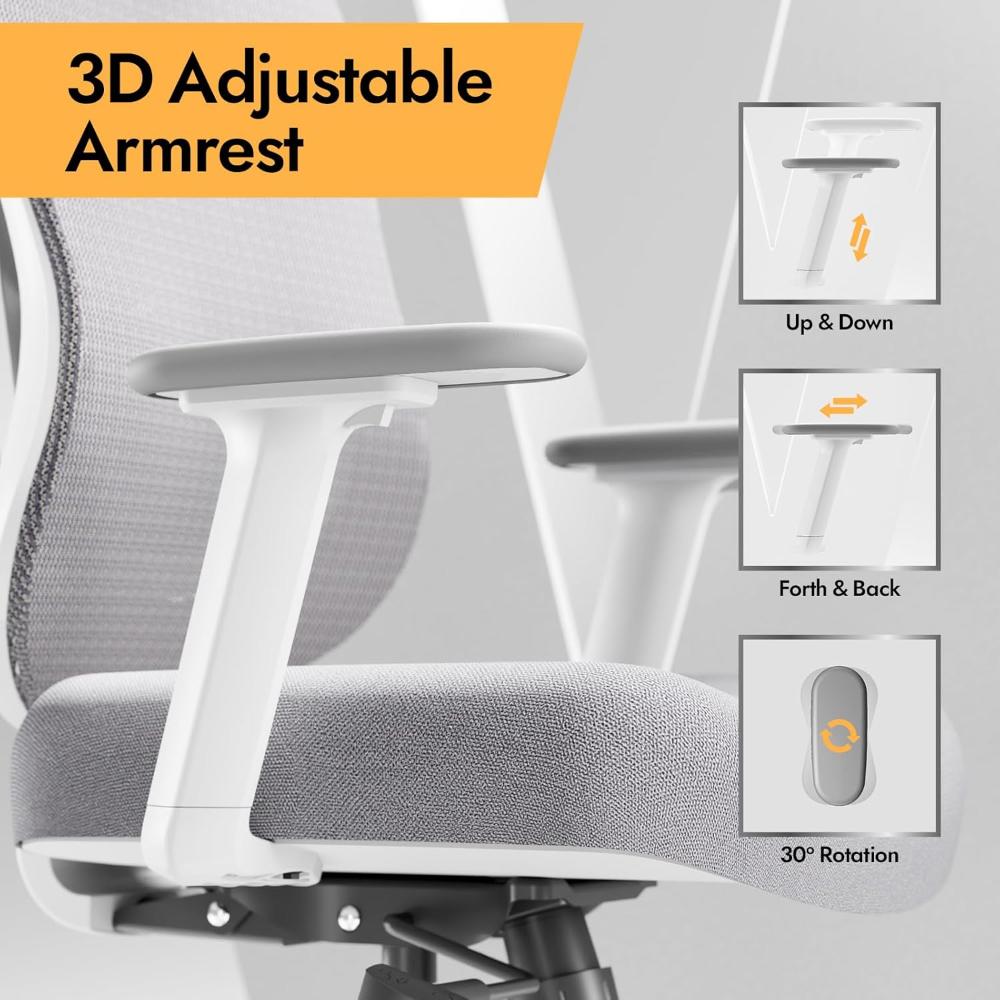 Silla de oficina HOLLUDLE Blanco ergonómica