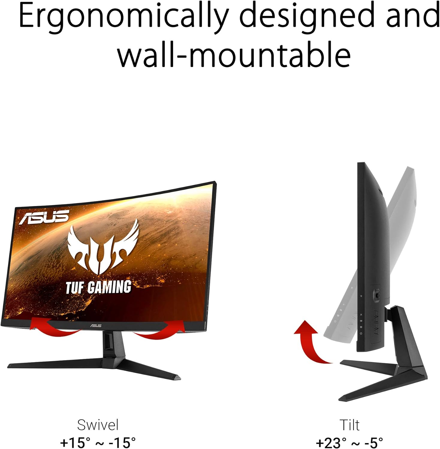 ASUS TUF Gaming VG27VH1B 27" Monitor curvo, 1080P Full HD, 165Hz (soporta...