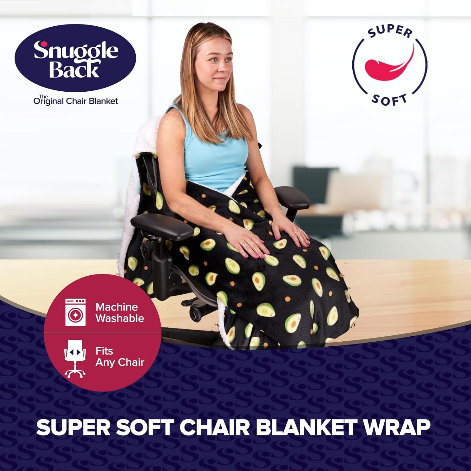 La manta original para silla de oficina de SnuggleBack acogedora y cómoda funda...