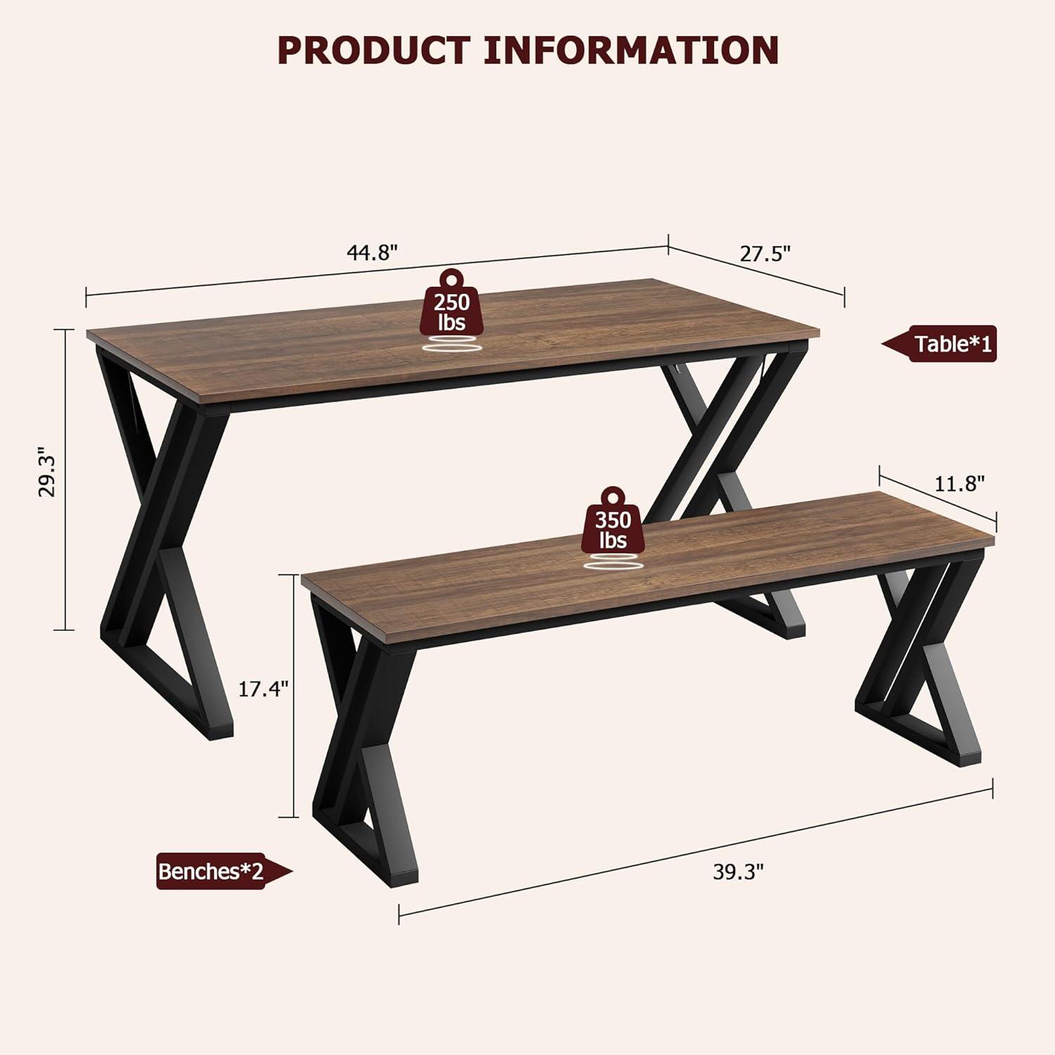 GAOMON Juego de mesa de comedor para 4, mesa de cocina con marco de metal