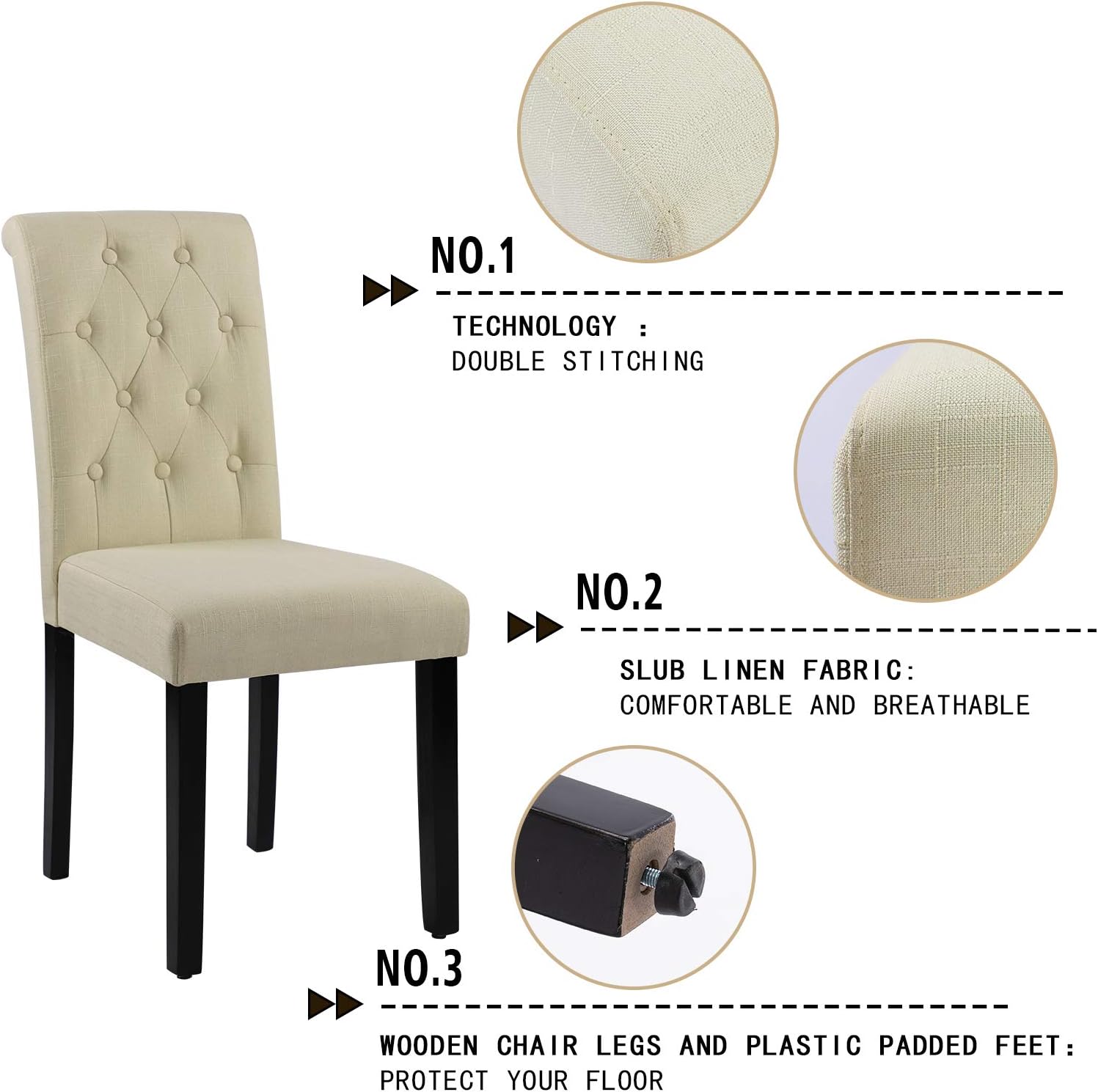 LSSBOUGHT Juego de 4 sillas de comedor con botones copetudos, sillas de cocina...