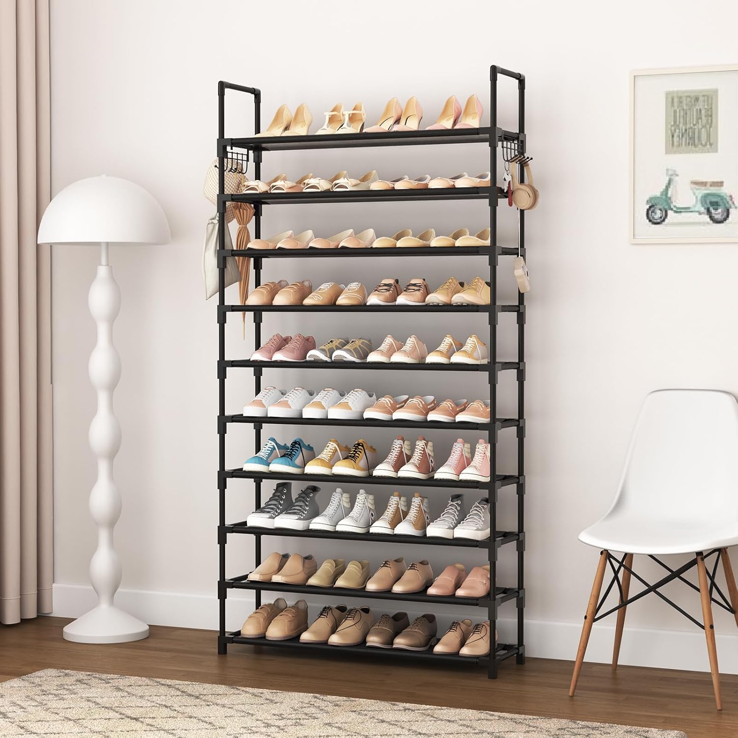VTRIN Zapatero de 10 niveles alto, gran capacidad, 50 pares de organizador de...