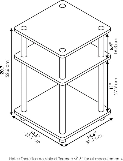 Furinno Turn-N-Tube Mesa auxiliar multiusos de fácil montaje, mesa auxiliar,...