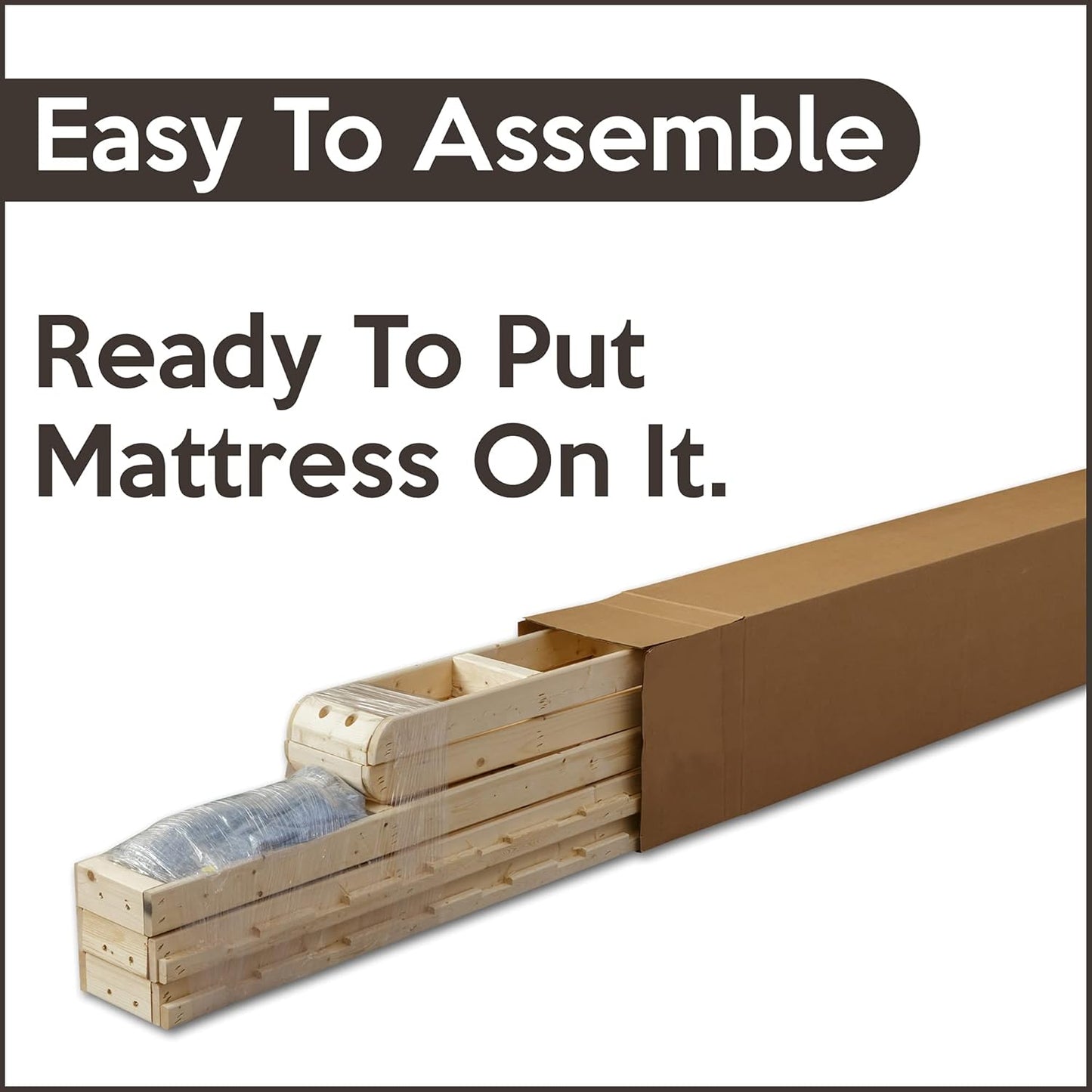 Easy Wood Base de somier con montaje simple, tamaño Queen, color negro
