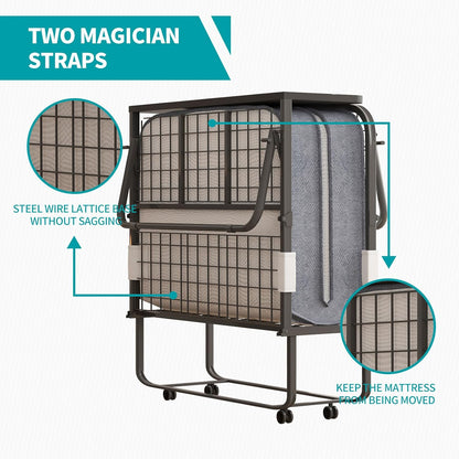 Cama plegable con colchón para adultos, cama plegable de 75 pulgadas de largo x