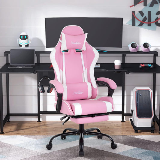 Silla de oficina para videojuegos, silla de escritorio con reposapiés, soporte...