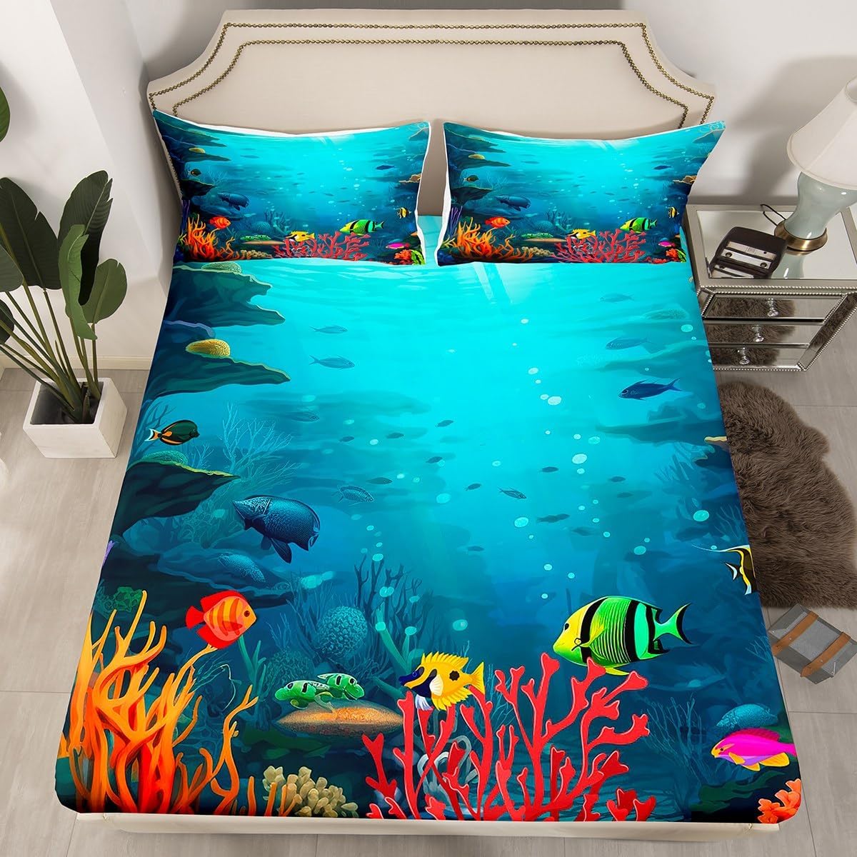 Underwater World - Juego de ropa de cama 3D con diseño de tortuga marina y...