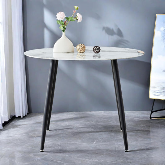 NicBex Mesa de comedor circular minimalista redonda moderna con un diámetro de...