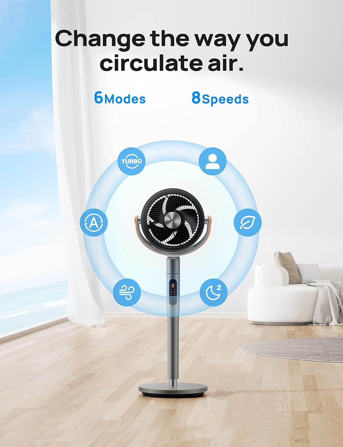 Dreo - Ventilador de pie oscilante inteligente de 120 + 105 para el hogar,...