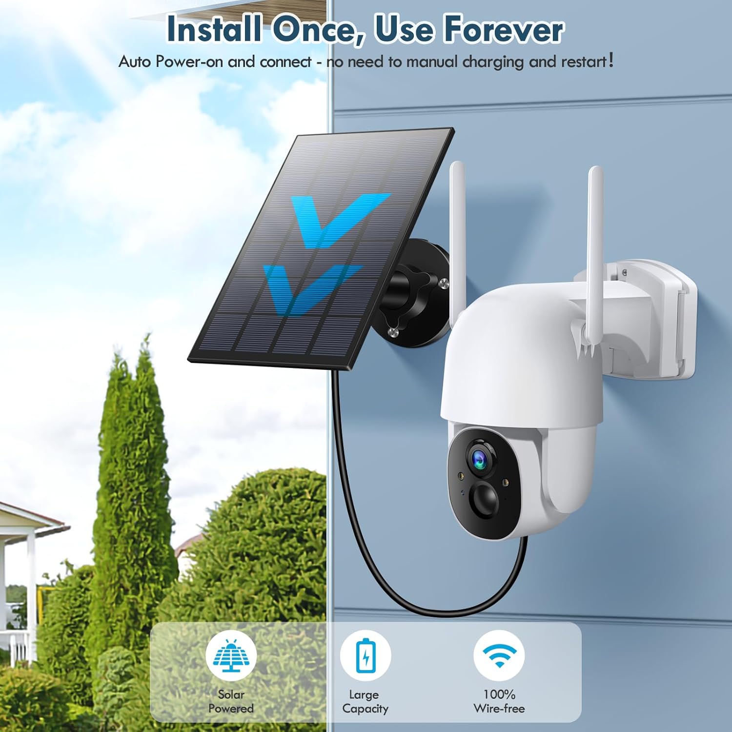 Solar Security Cameras Wireless Outdoor, Wireless Cameras for HomeOutdoor...