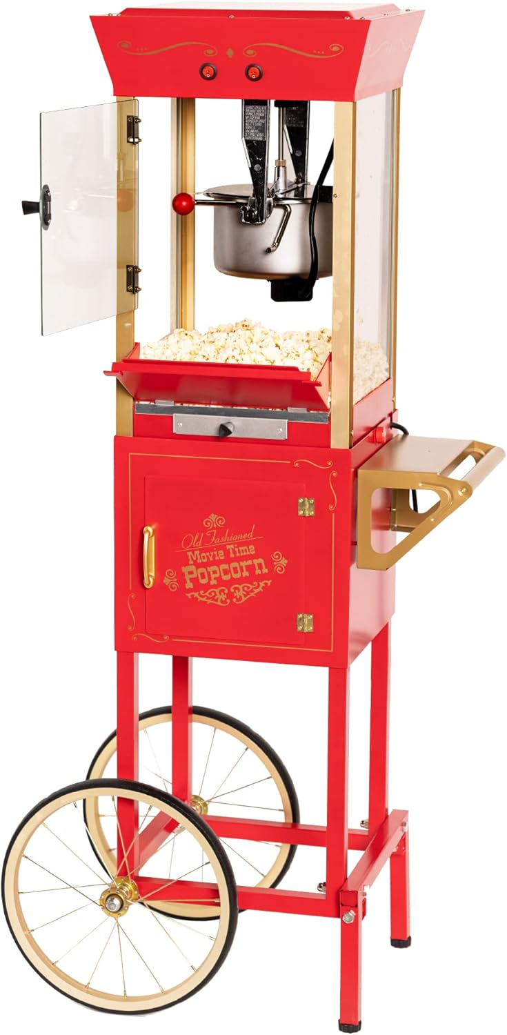 Nostalgia Máquina para hacer palomitas de maíz, carrito profesional con...
