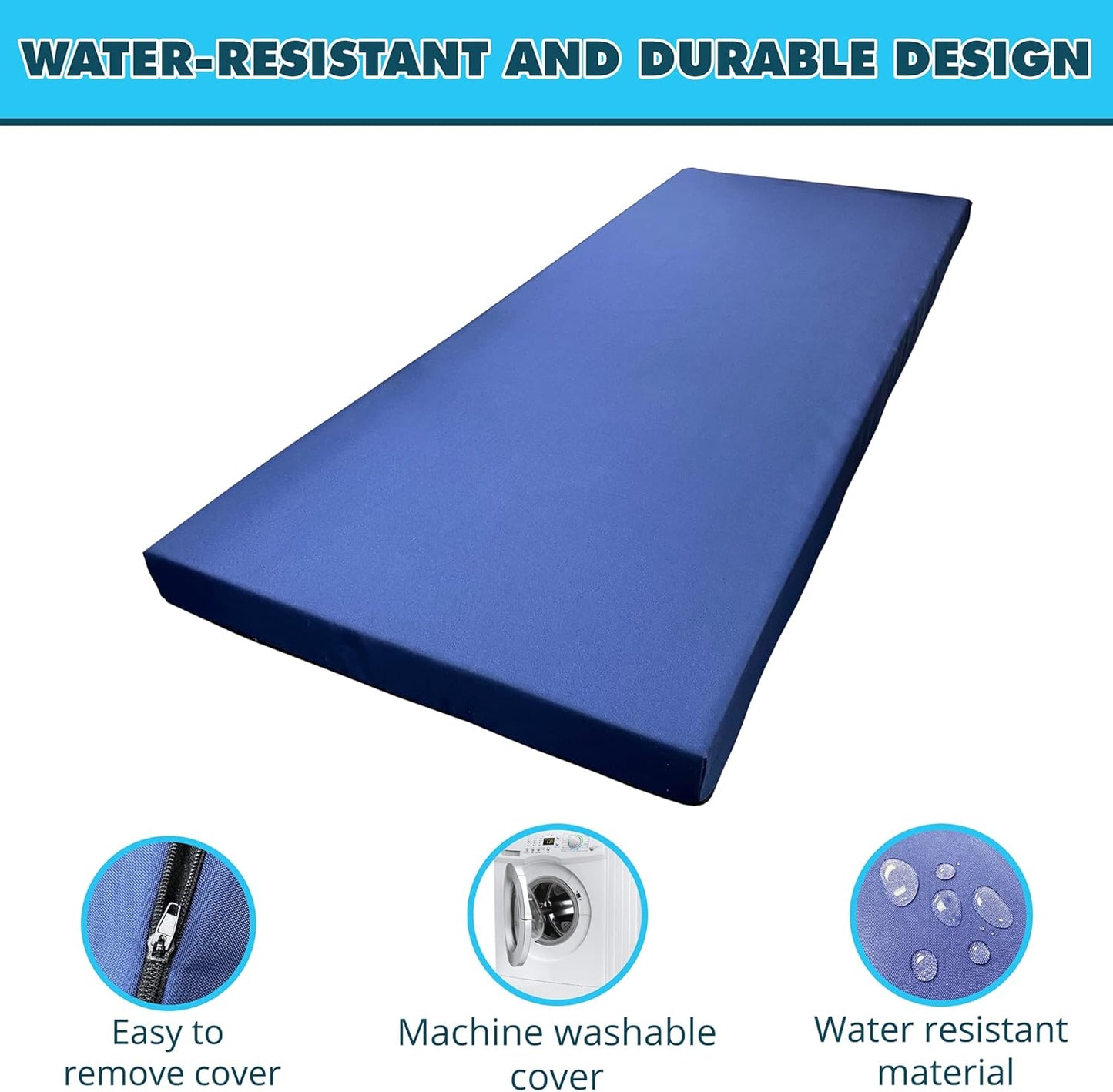 Foamma Colchón de espuma viscoelástica resistente al agua, base firme de espuma