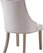 NOBPEINT Silla de comedor de tela beige acolchada para ocio, ribete clavado,...