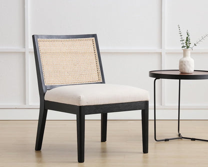 Silla decorativa moderna de ratán estilo rústico de mediados de siglo, cómoda