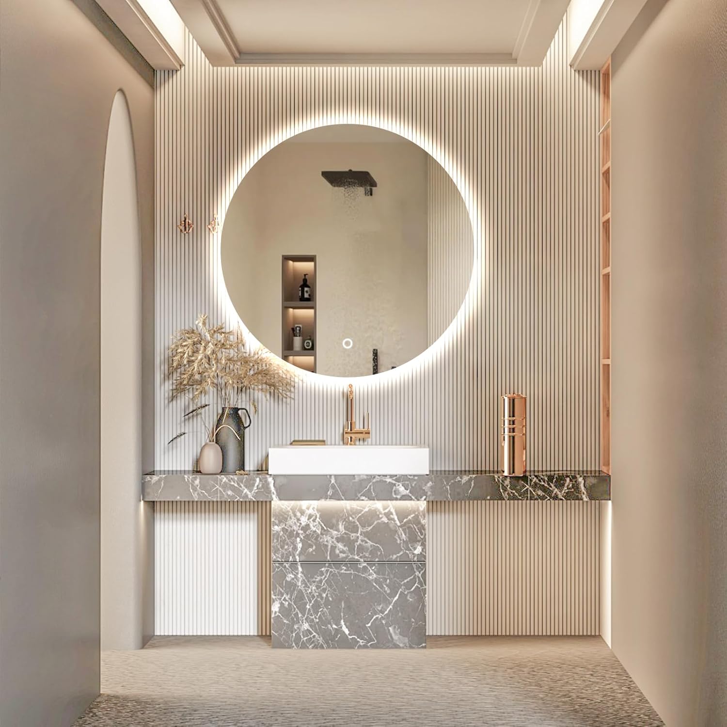 Espejo LED para baño de 24 pulgadas, espejo retroiluminado para tocador de baño...