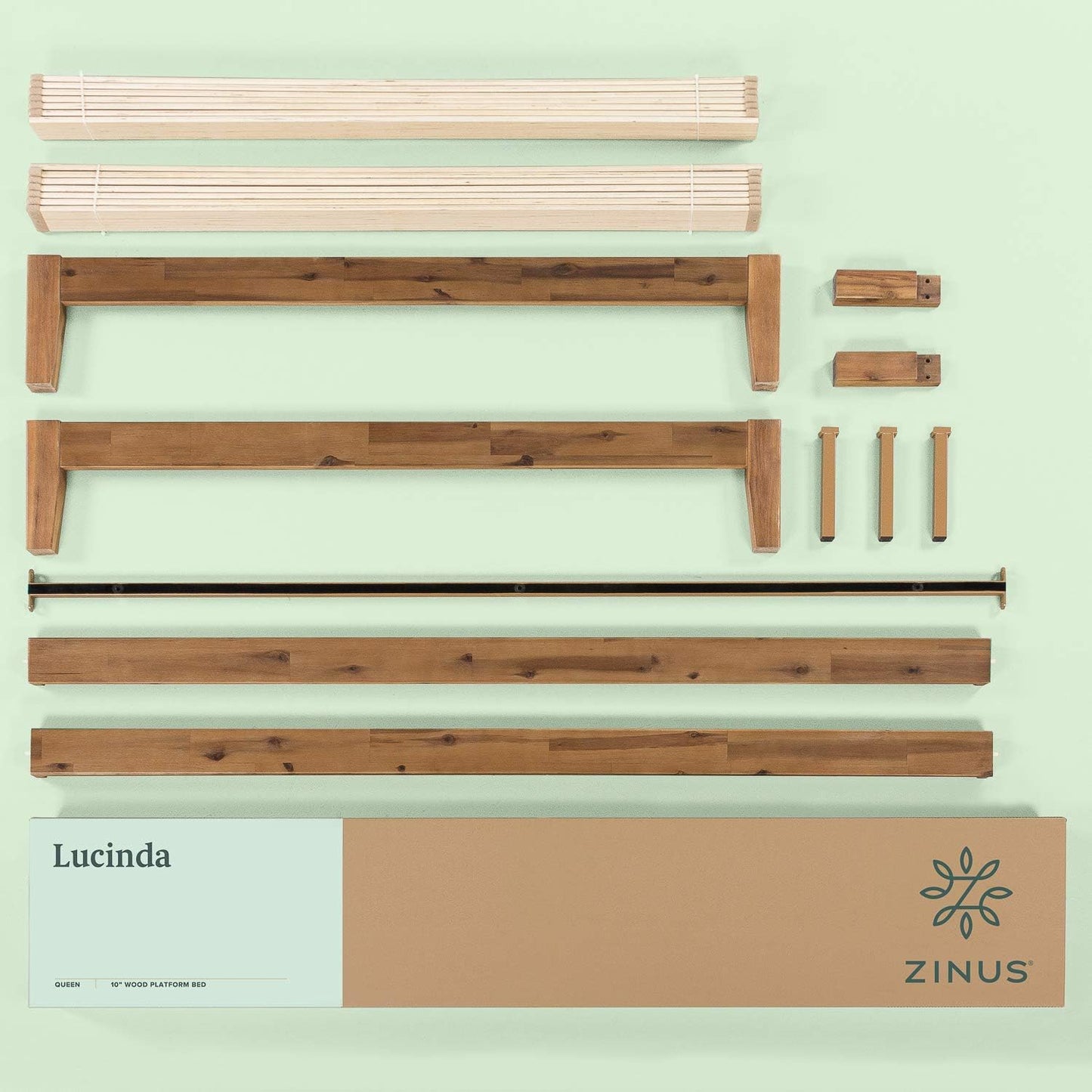 ZINUS Lucinda Marco de cama de plataforma de madera, no necesita somier, base...