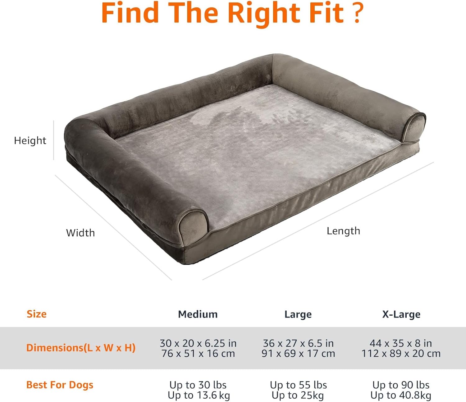 Tienda Basics Sofá ortopédico de espuma para sala de estar, cama para perros y...