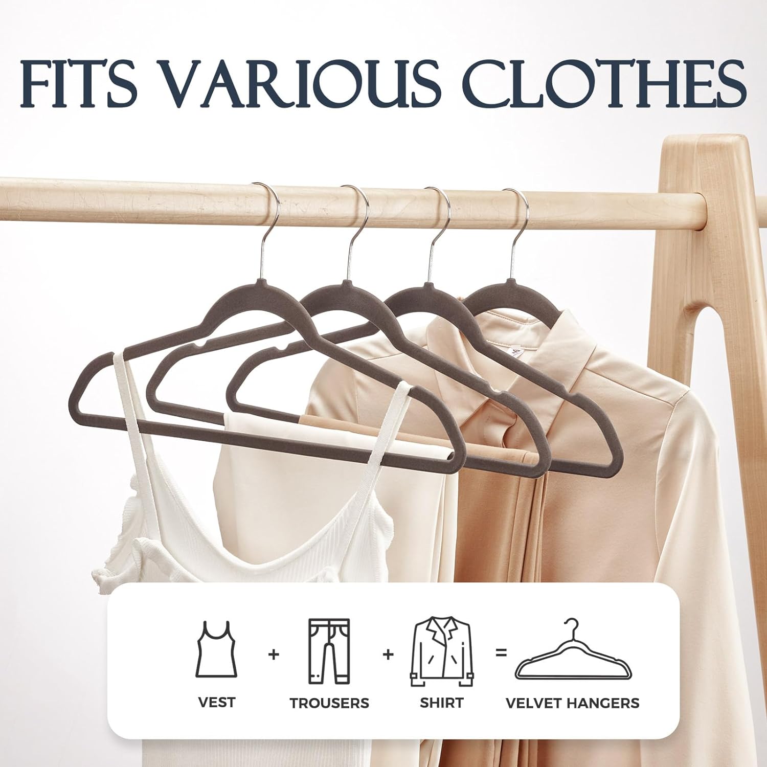 HOUSE DAY - Perchas de terciopelo antideslizantes para trajes (60 unidades)