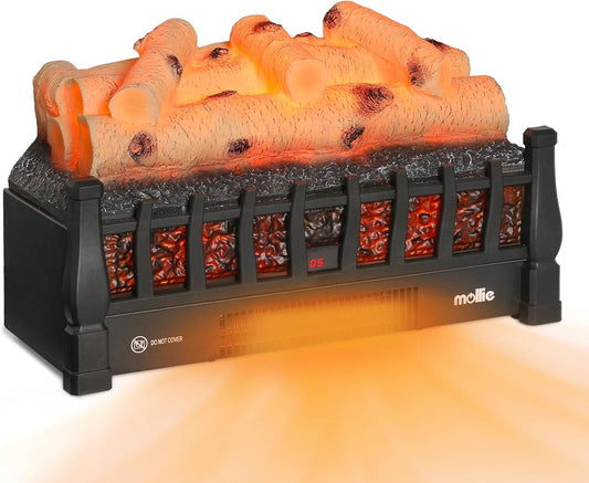 Chimenea eléctrica de troncos de 20 pulgadas con brillo ajustable, efecto de