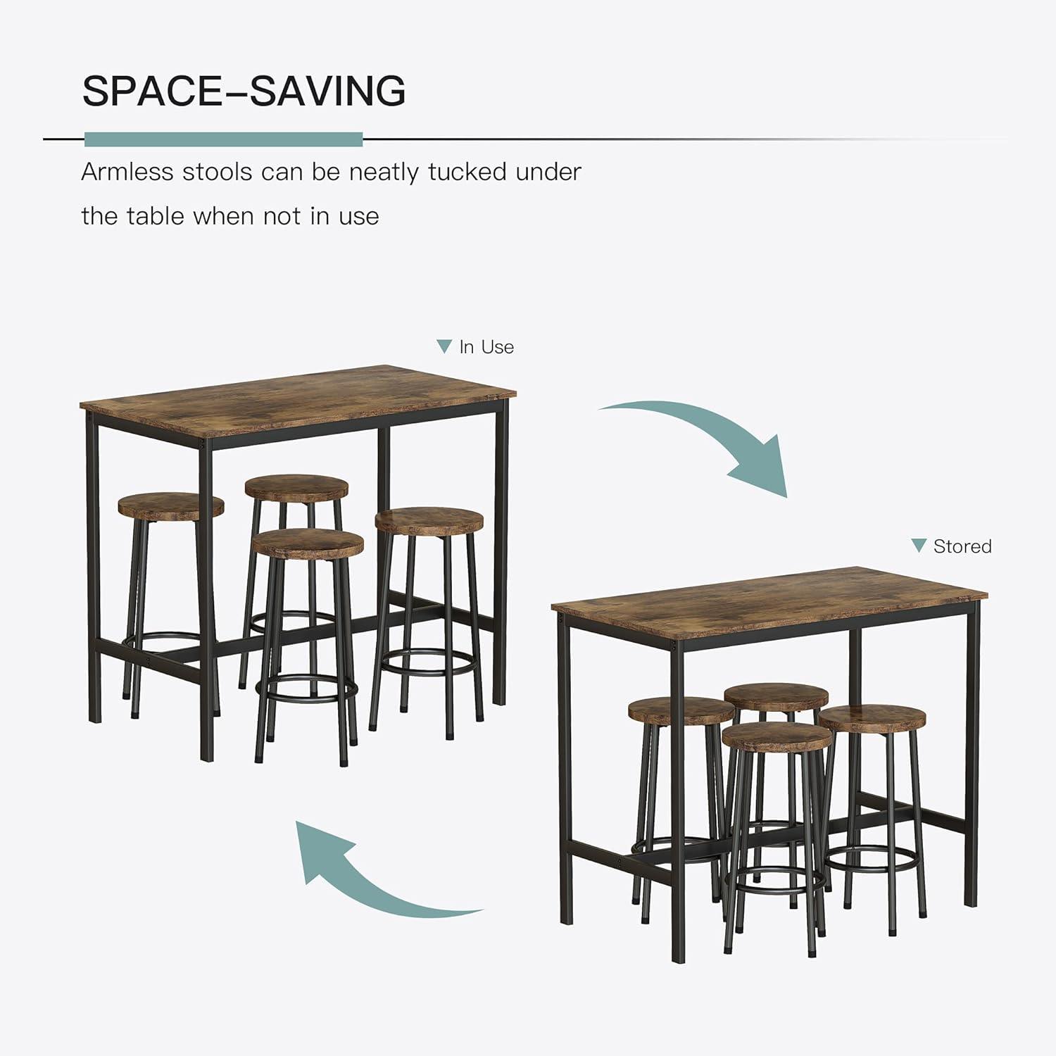 Juego de mesa de comedor para 4-5 piezas de encimera de cocina con taburetes de