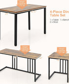 Juego de mesa de comedor de 4 piezas, mesa de cocina y sillas para 4, juego de