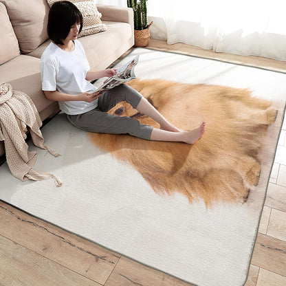 Pomeranian Alfombra de 3 x 4 pulgadas, alfombra para perro, alfombra lavable