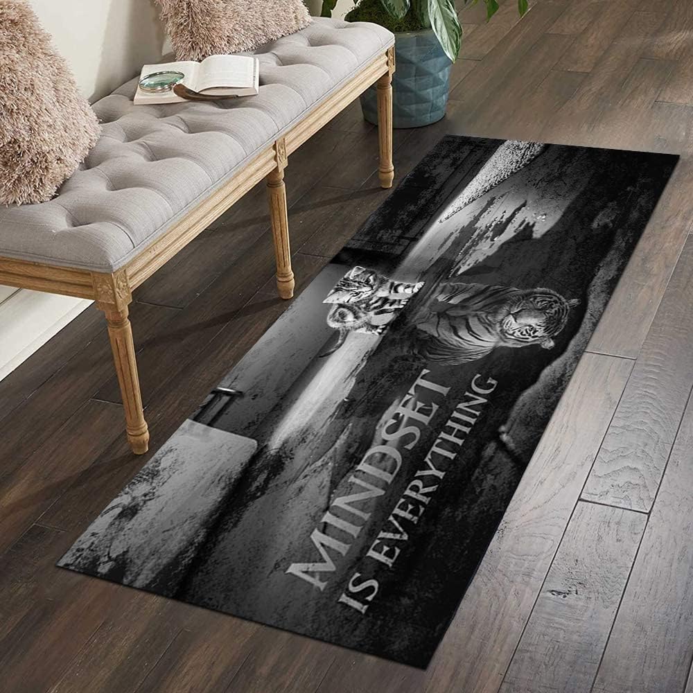 Alfombra de pasillo de lavandería, Mindset is Everything Cat Kitchen Tapete...
