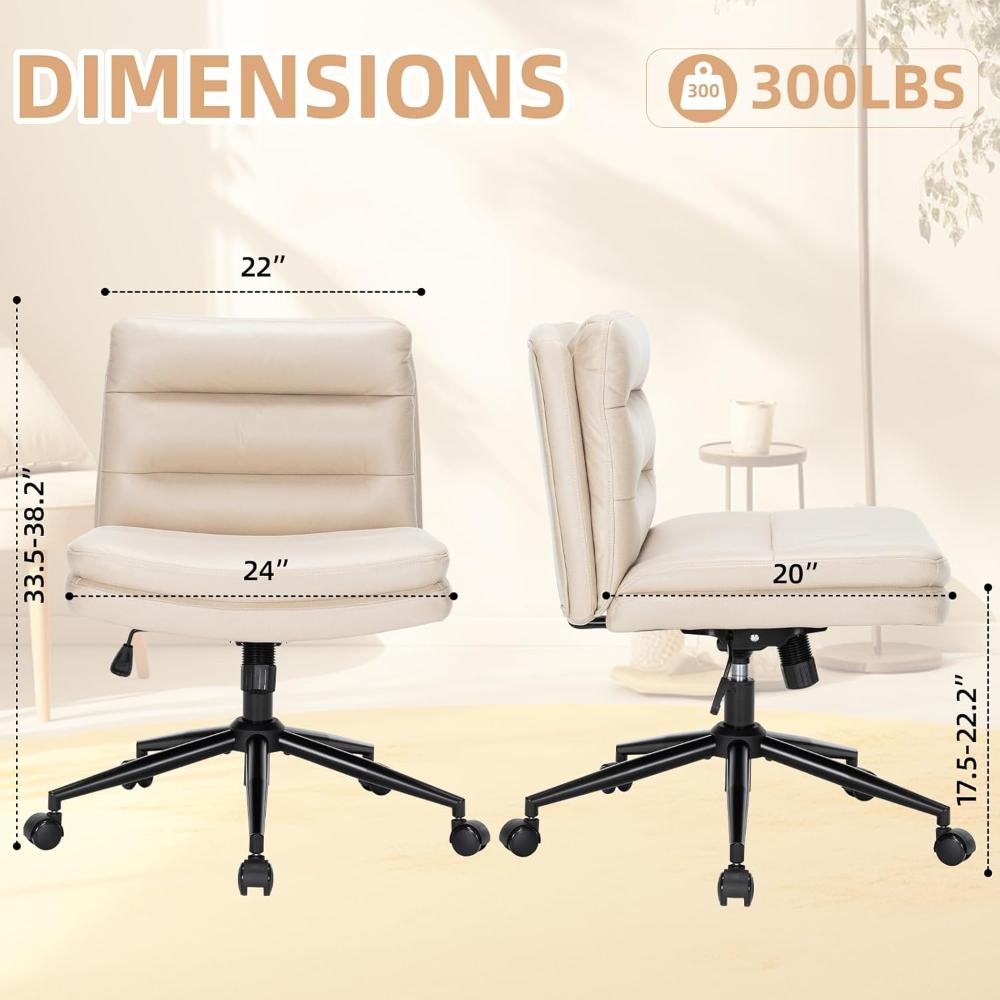 Silla Cruzada Con Patas Para Oficina, Giratoria, ESTRUCO, Gamuza Beige