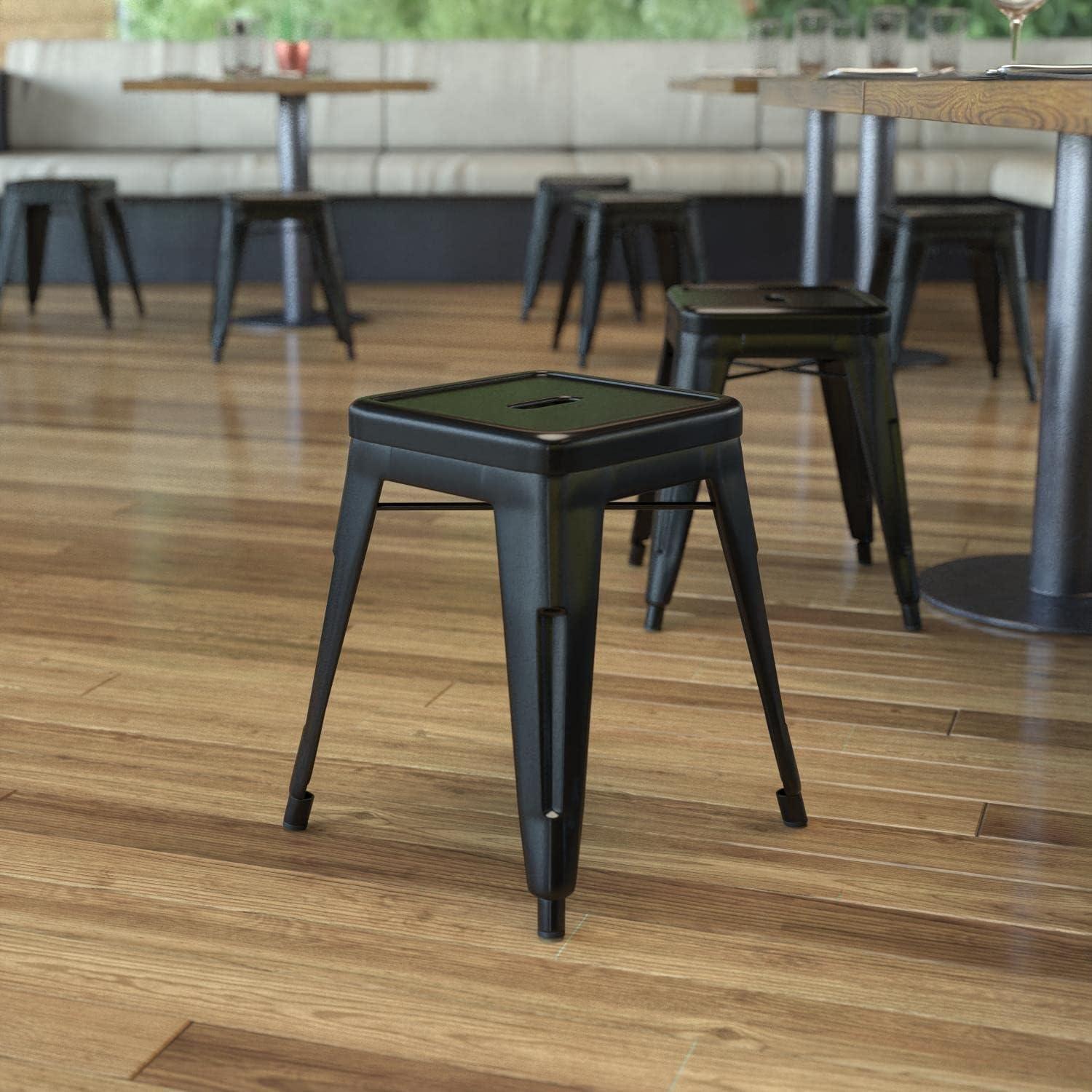 Taburete de metal para mesa de comedor, taburete negro Kai de grado comercial,