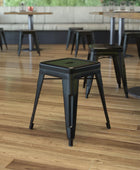 Taburete de metal para mesa de comedor, taburete negro Kai de grado comercial,