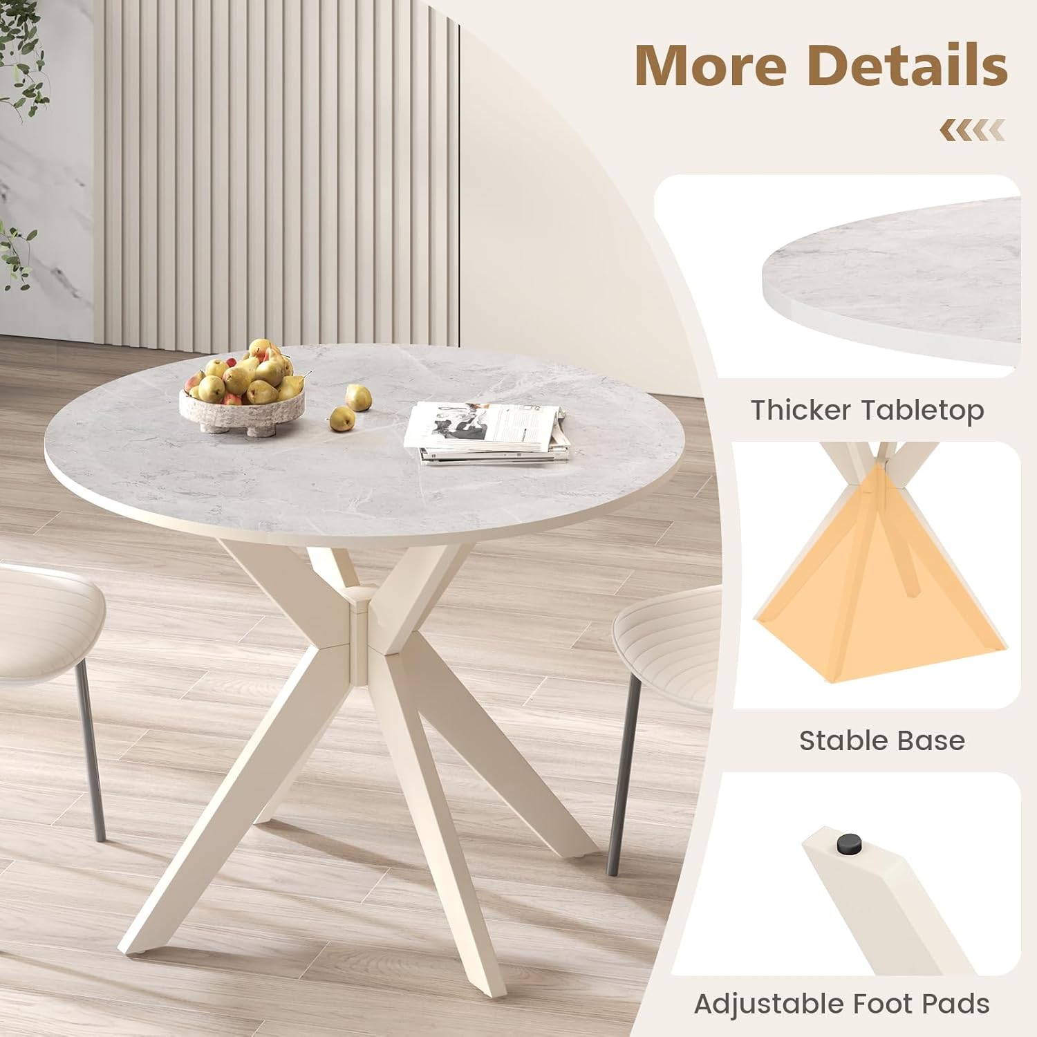 Giantex Mesa de comedor redonda de madera de 36 pulgadas, mesa de cocina de...