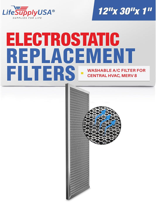 LifeSupplyUSA MERV 8 - Filtro de aire electrostático de 12 x 30 x 1 pulgadas,...