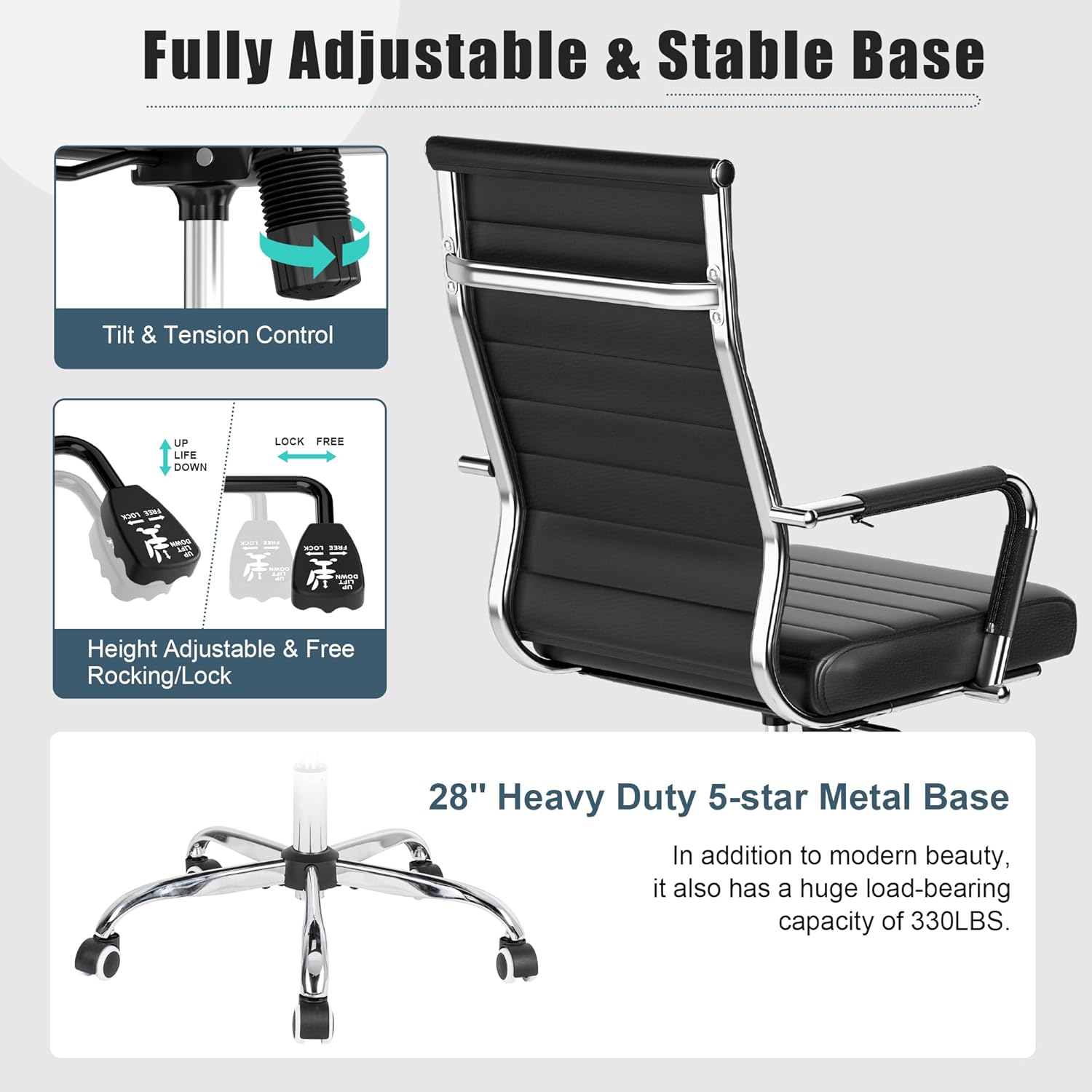 Okeysen - Silla de escritorio de oficina, ergonómicas de cuero modernas sillas...