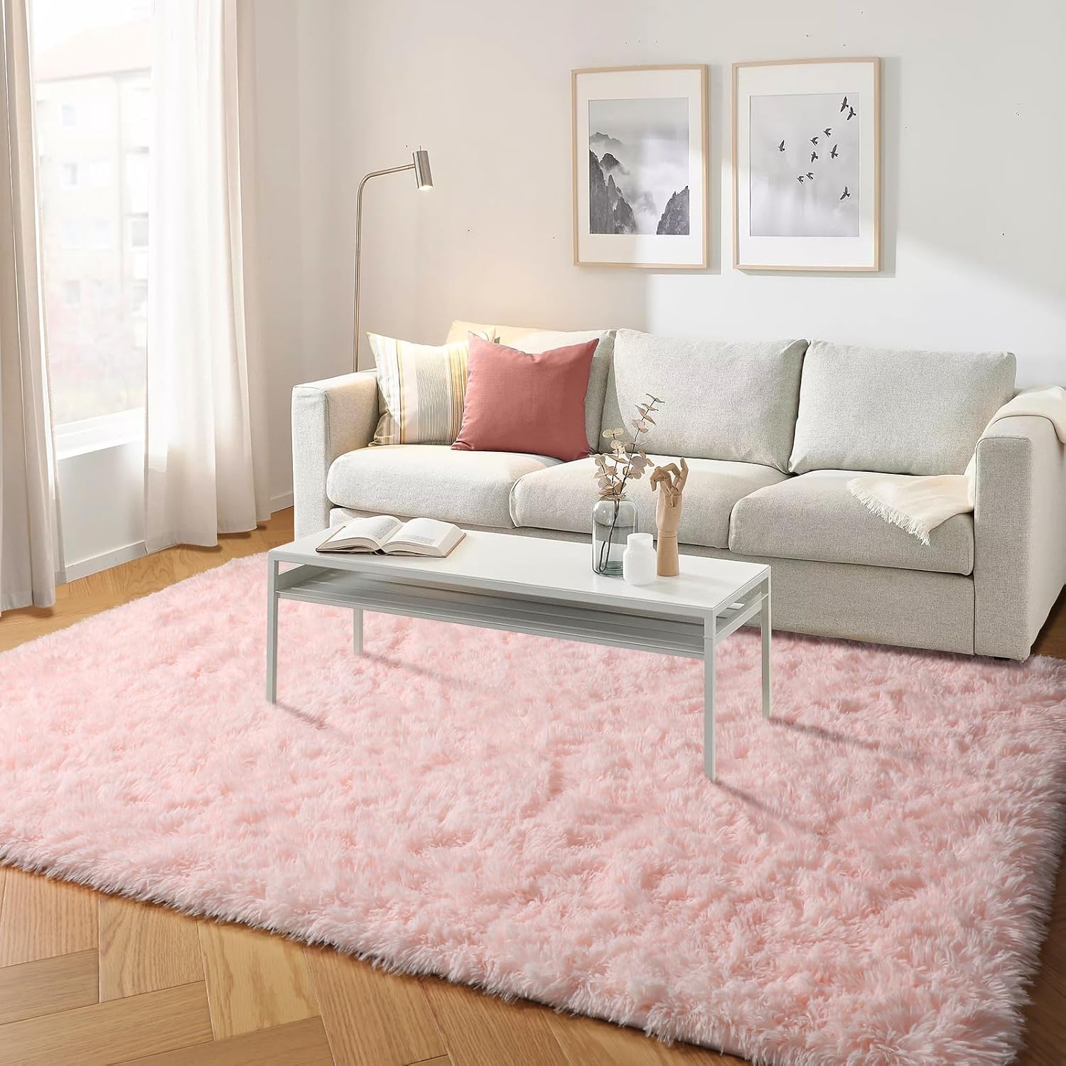 PAGISOFE Alfombras rosadas para dormitorio de niñas, 4 x 6 pies, mullidas,...