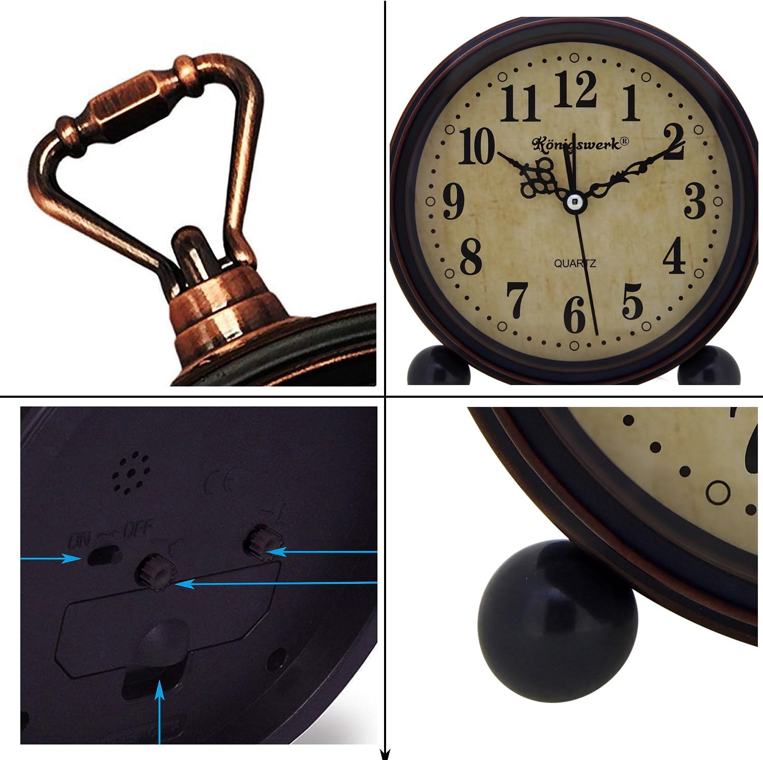 Konigswerk - Reloj Analógico de Cuarzo, decorativo, de gran tamaño, Retro,...