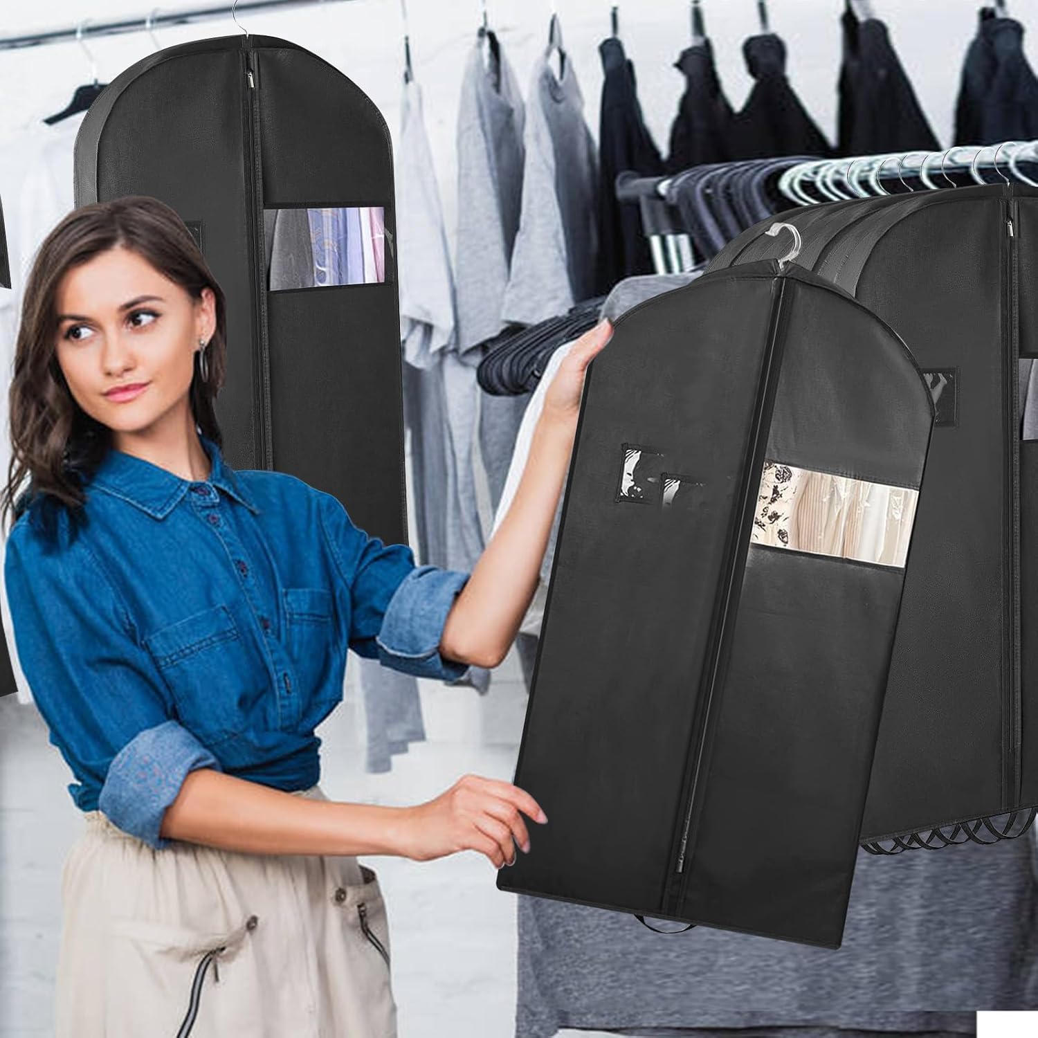 3 bolsas de ropa de 60 pulgadas para viajes, bolsas de ropa de vestir para...