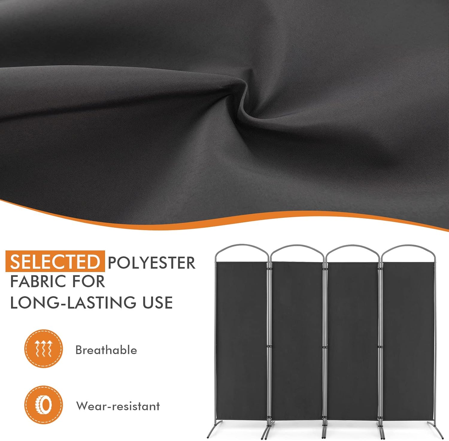 Giantex Divisor de habitación plegable de 4 paneles de 6.2 pies, color gris,...