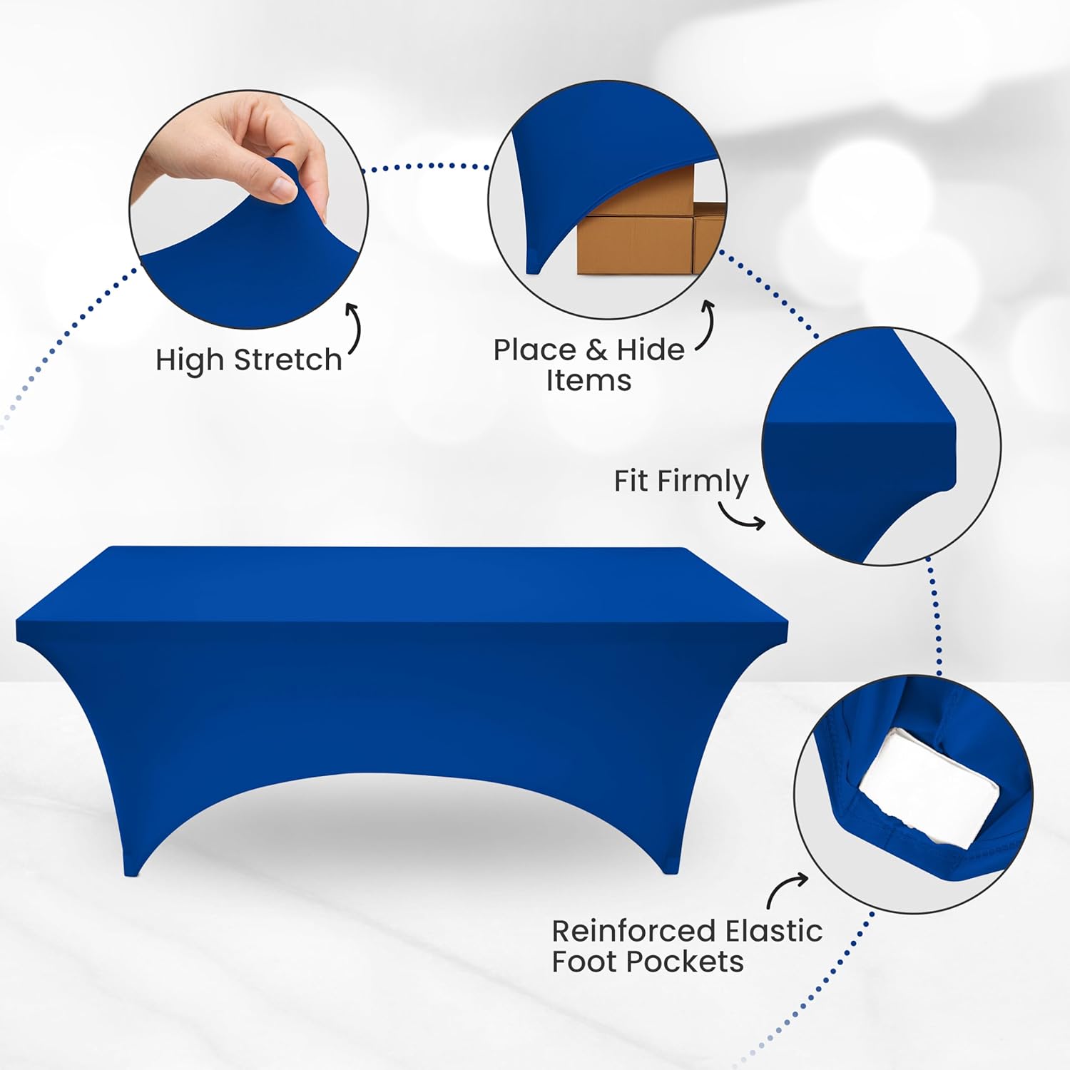 Utopia Kitchen Mantel rectangular de elastano de 6 pies 1 paquete, azul rey...