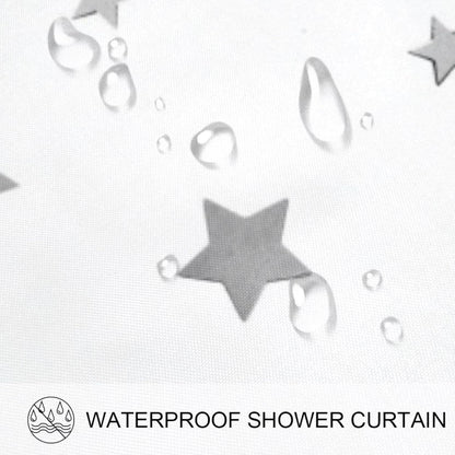 Cortina de ducha con estrellas grises, impermeable, lavable, juego de cortinas