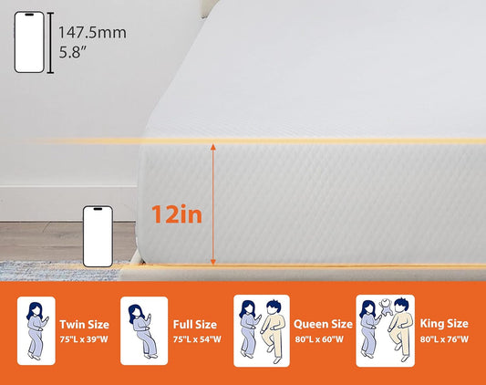 Colchón tamaño Queen de 5681012 pulgadas con funda, colchón de espuma