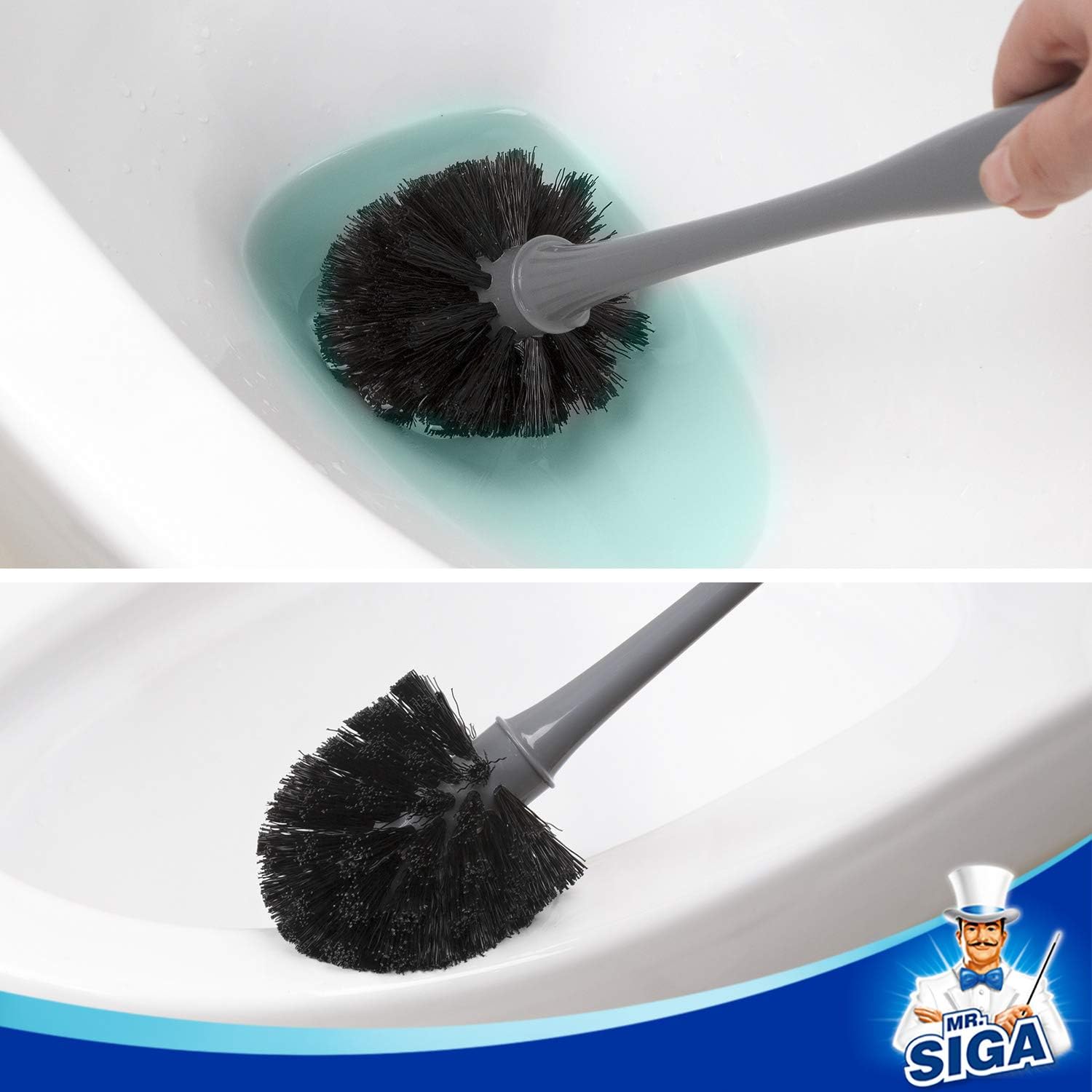MR.SIGA Combo de émbolo de inodoro y cepillo para limpieza de baño, gris, 2...